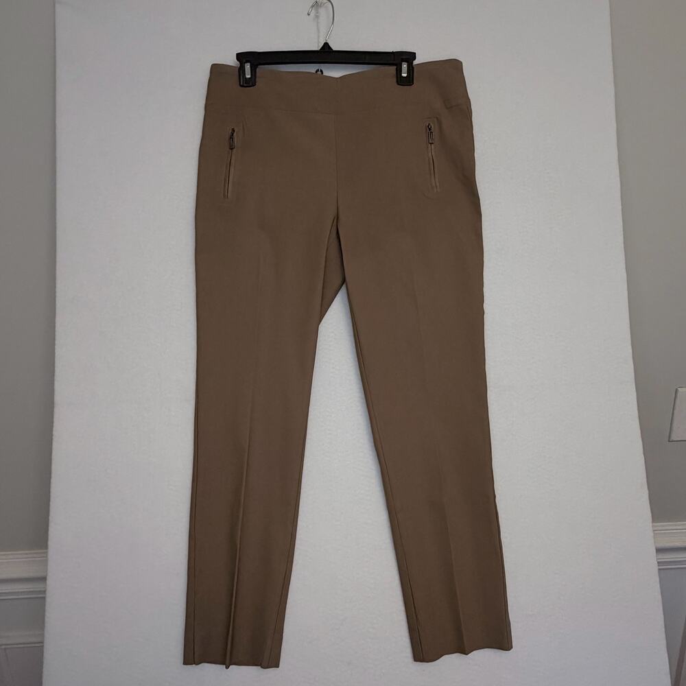 Jules & Leopold Womens L Nutmeg Brown Pull On Cropped Pants Zip Detail Fall